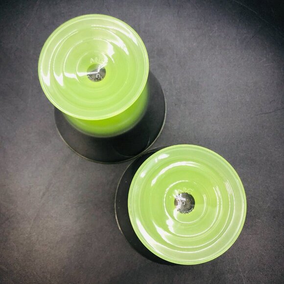 Art Deco Sherbet Custard Dessert Cup PAIR Vintage ARC FRANCE Citrus Green Glass - Picture 7 of 11